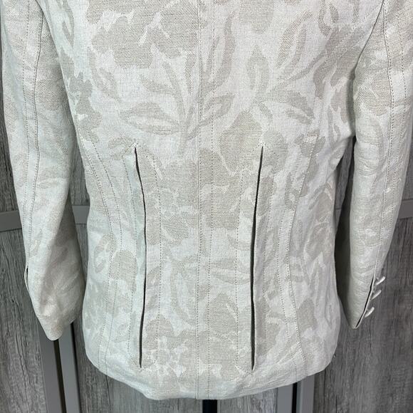 Mango Exclusive Edition floral linen blend double breasted blazer women’s XL - Picture 9 of 15